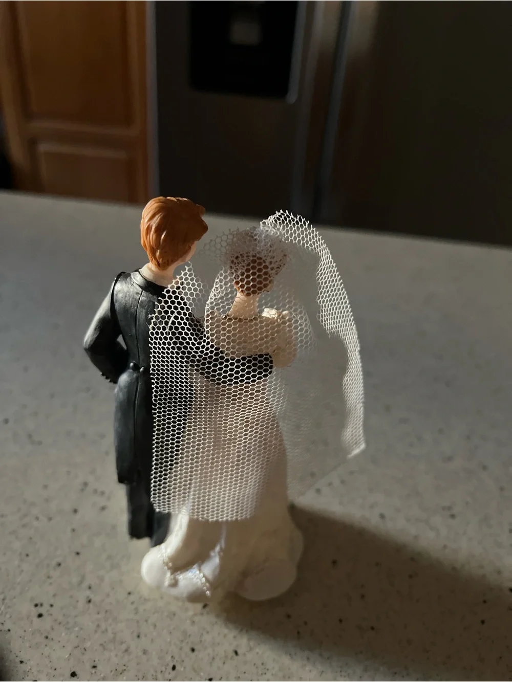 Classic Bride and Groom Wedding Cake Topper - White & Black